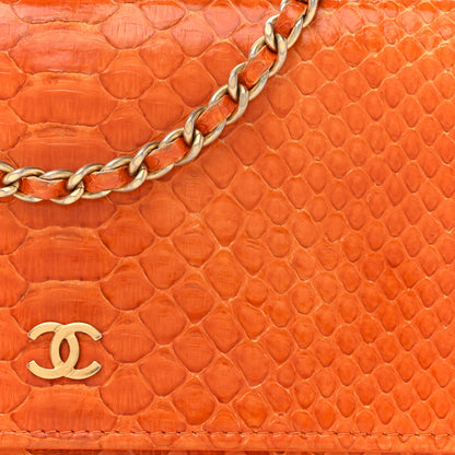 Chanel Snakeskin Wallet On Chain WOC Orange 9 of 16