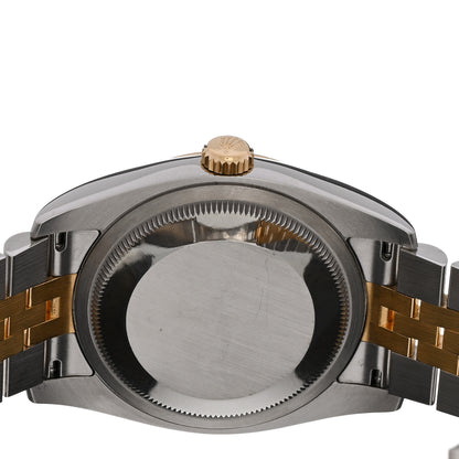 Rolex Stainless Steel 18K Yellow Gold Diamond 36mm Oyster Perpetual Datejust Watch Black 116233 4 of 5