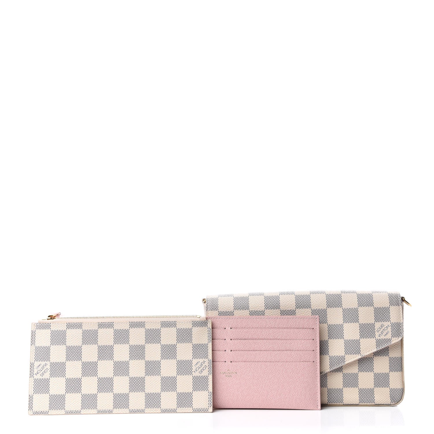 Louis Vuitton Damier Azur Pochette Felicie Chain Wallet Rose Ballerine 3 of 8