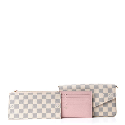 Louis Vuitton Damier Azur Pochette Felicie Chain Wallet Rose Ballerine 3 of 8