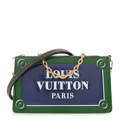 Louis Vuitton Monogram Calfskin Embossed Lexington Pouch Blue Green 1 of 9