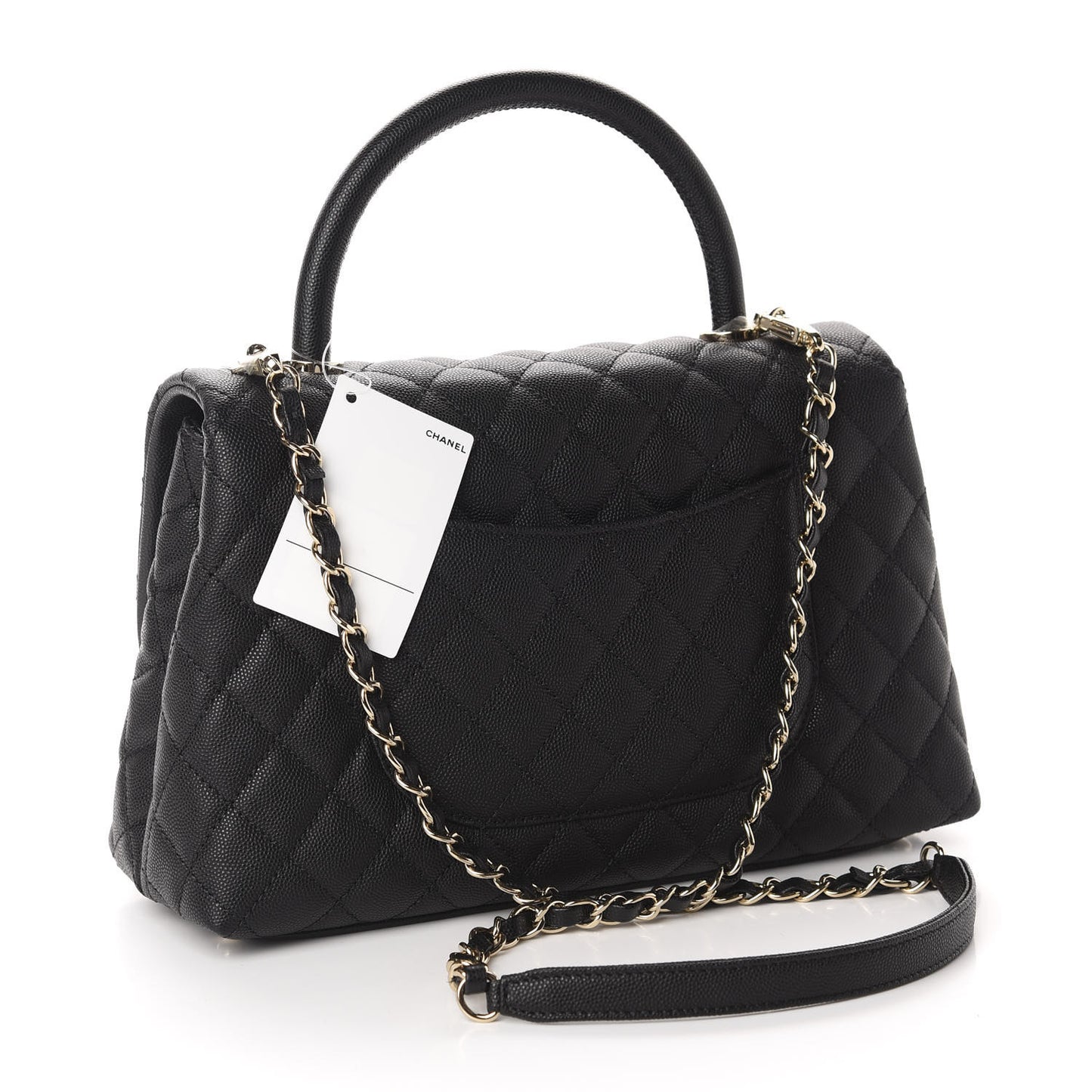 Caviar Quilted Small Coco Handle Flap Black