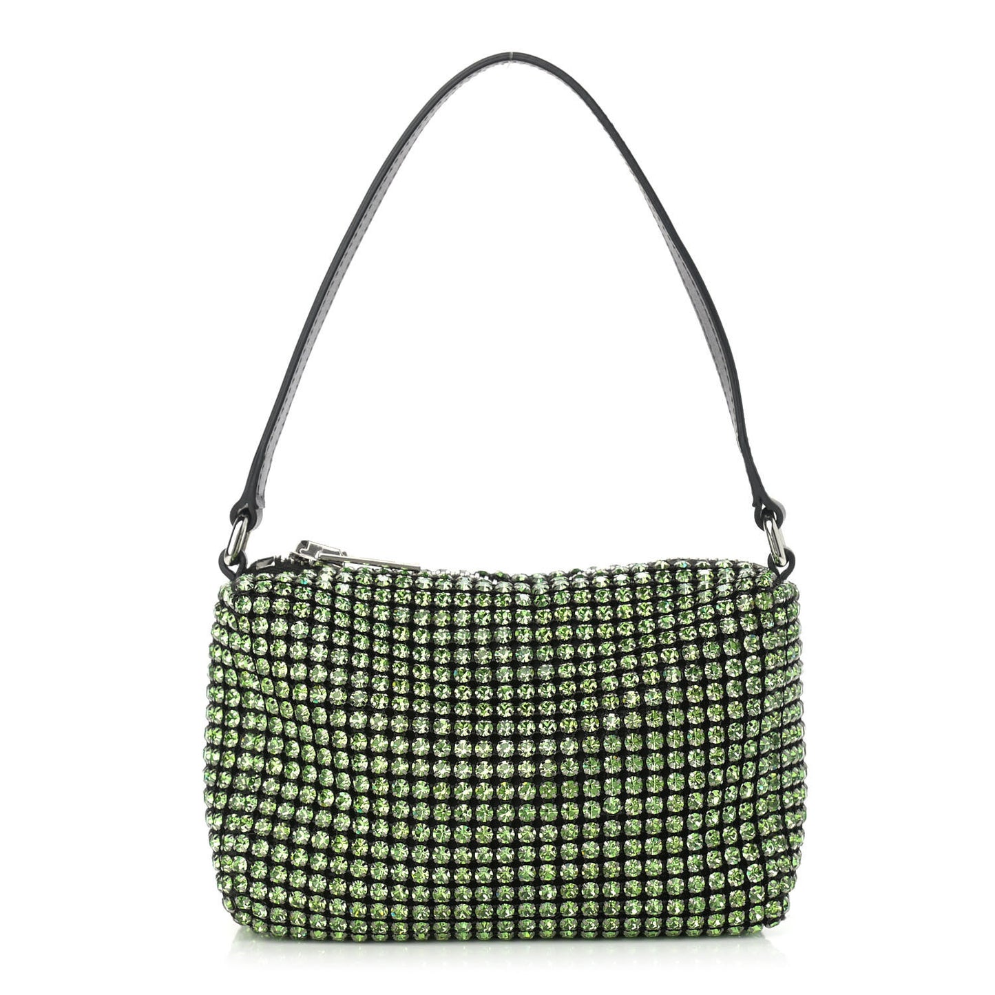 Mesh Crystal Rhinestone Mini Heiress Pouch Green