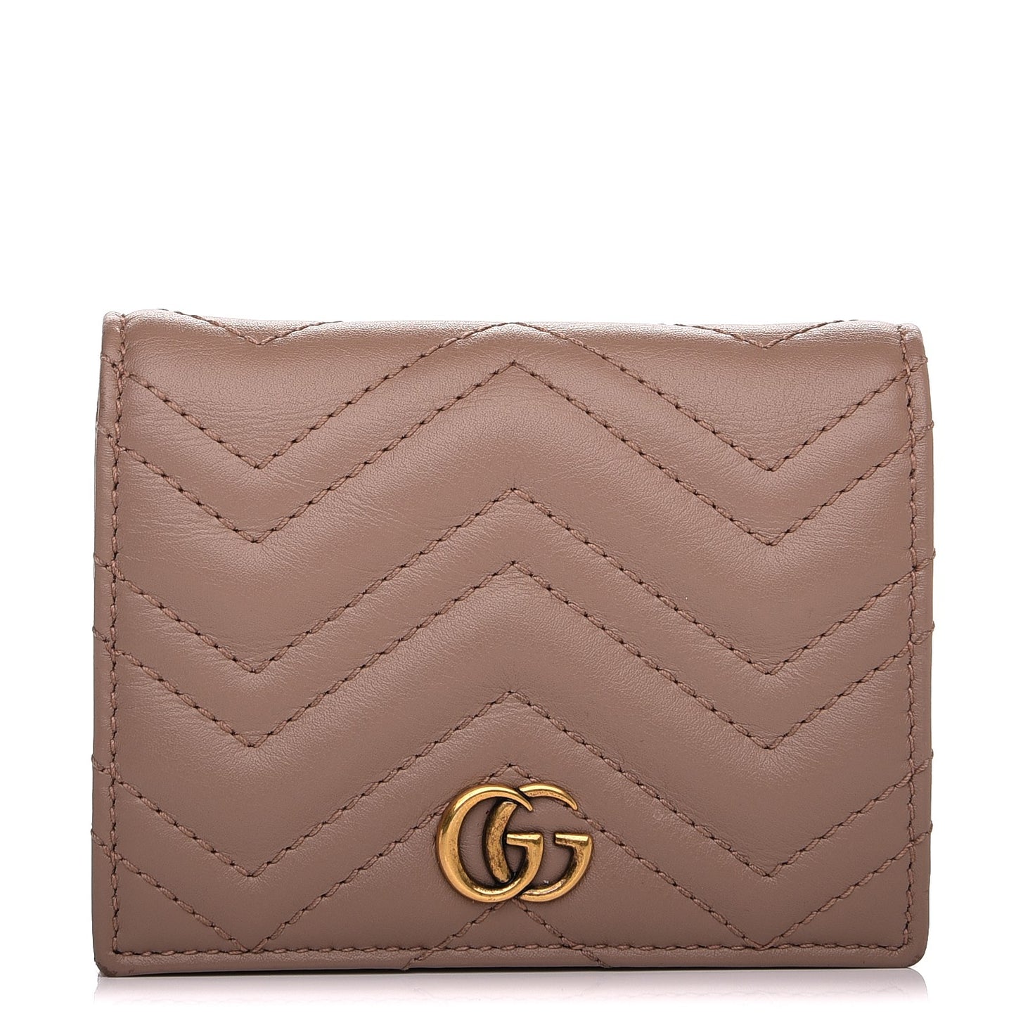 Calfskin Matelasse GG Marmont Card Case Porcelain Rose