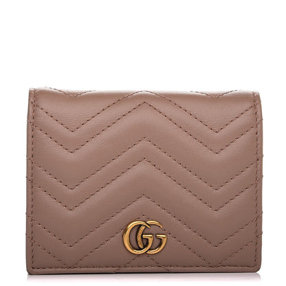 Gucci Calfskin Matelasse GG Marmont Card Case Porcelain Rose 1 of 6