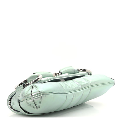Gucci Iridescent Nappa Vertical Matelasse Medium Maxi Horsebit Chain Shoulder Bag Iridescent Salvy Green 4 of 10