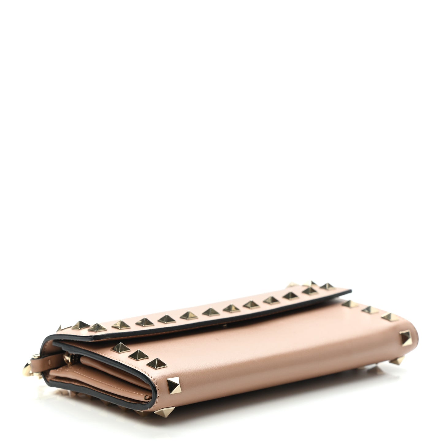 Calfskin Rockstud Wristlet Wallet Soft Noisette