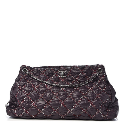 Chanel Nylon Quilted Tweed Stitch Bubble Tote Plum 1 of 15