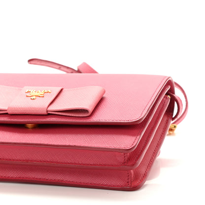 Prada Saffiano Lux Bow Crossbody Bag Peonia Geranio 9 of 9