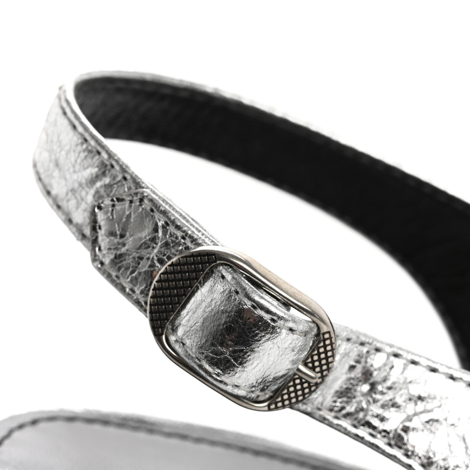 Balenciaga Agneau Metallic Arena Cagole 70mm Slingback Pumps 38 Silver 12 of 13