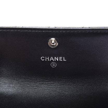 Chanel Distressed Patent Quilted Flap Card Holder Black 7 of 10