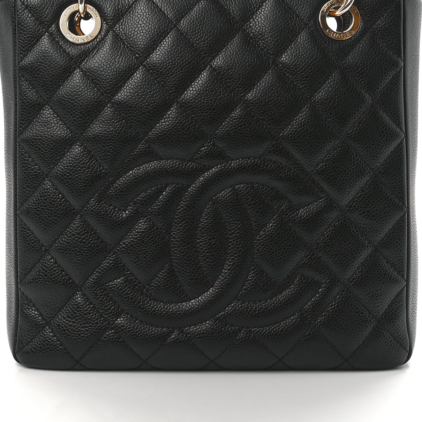 Caviar Quilted Petit Shopping Tote PST Black