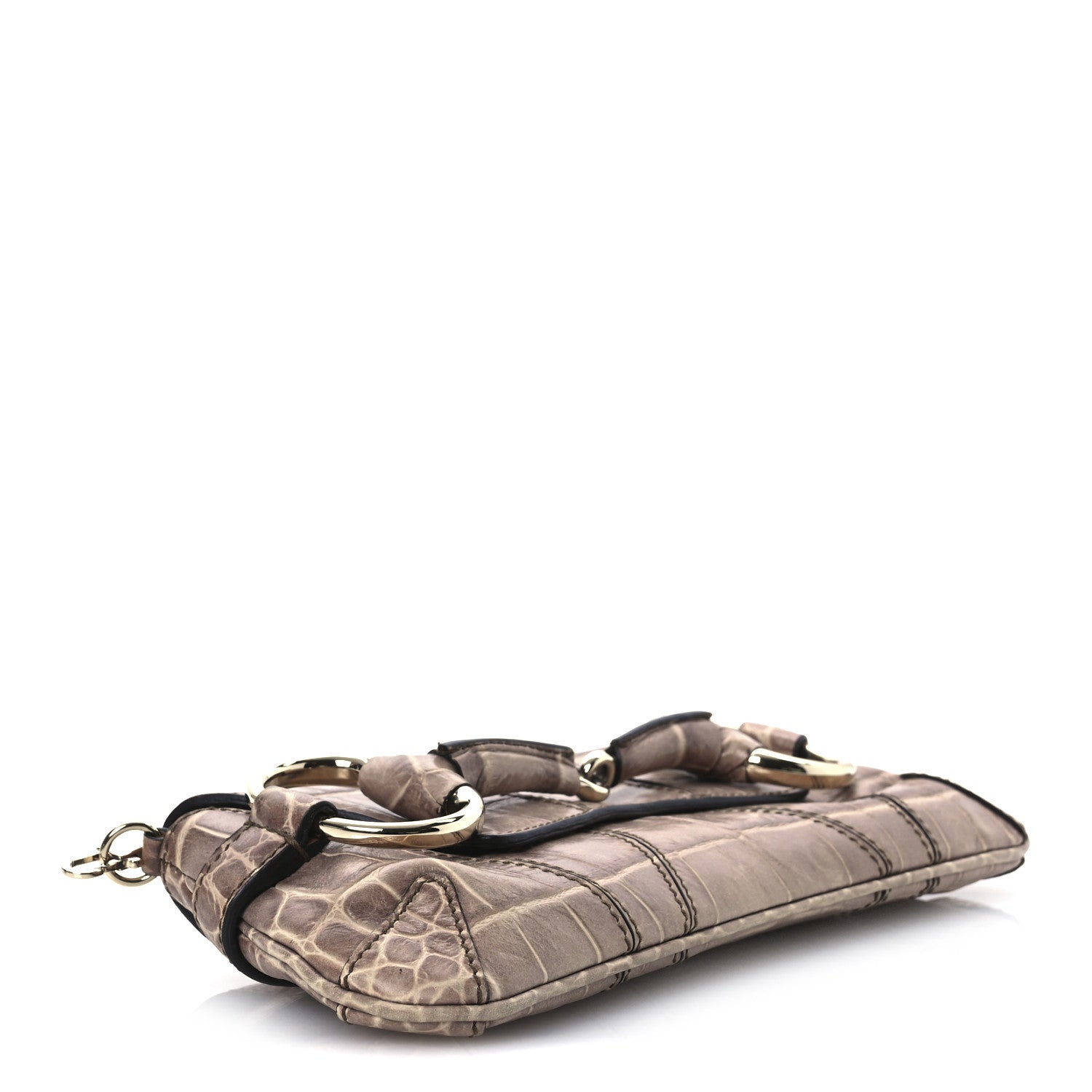 Gucci Crocodile Horsebit 1921 Clutch Light Brown 4 of 12