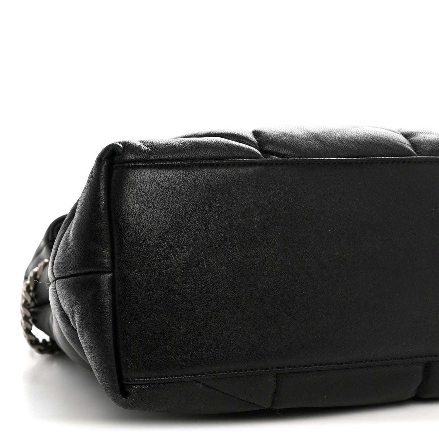 Lambskin Quilted Medium Loulou Puffer Monogram Chain Satchel Black