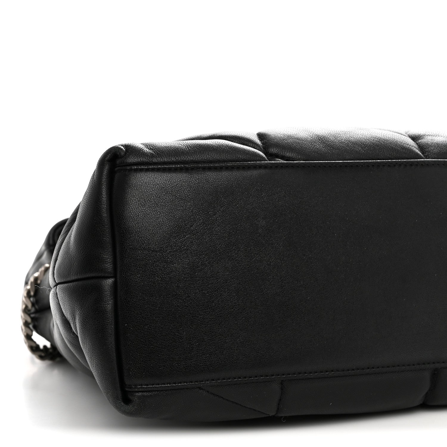 Saint Laurent Lambskin Quilted Medium Loulou Puffer Monogram Chain Satchel Black 10 of 11