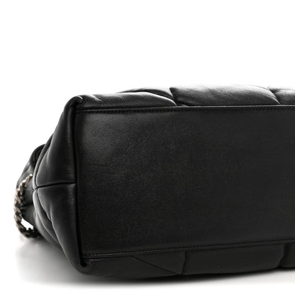 Saint Laurent Lambskin Quilted Medium Loulou Puffer Monogram Chain Satchel Black 10 of 11