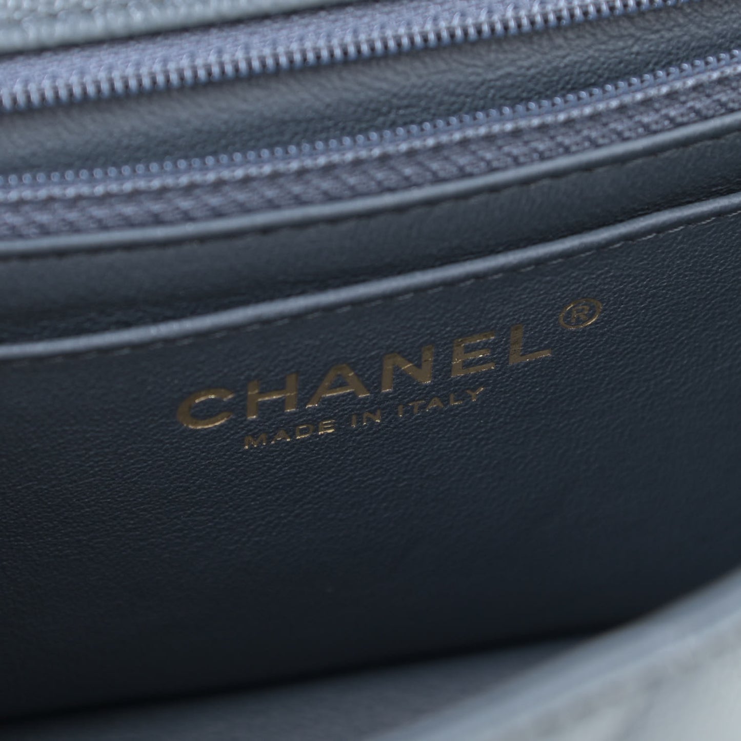 Caviar Quilted Mini Rectangular Flap Dark Grey