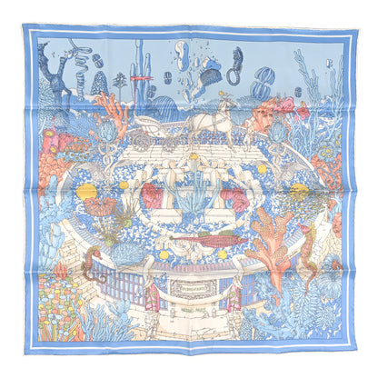 Hermes Vintage Silk Ex Libris Atlantis Scarf 70 Bleu Ciel Rose Jaune 1 of 3