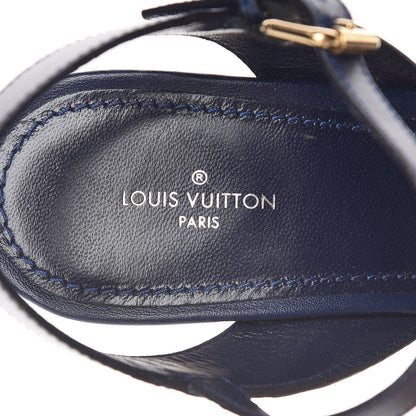 Louis Vuitton Calfskin Canvas Monogram Sail Away Wedge Sandal 39 Marine 6 of 7