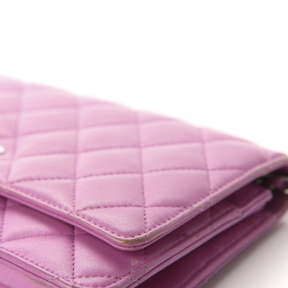 Chanel Lambskin Quilted Wallet On Chain WOC Purple 10 of 16