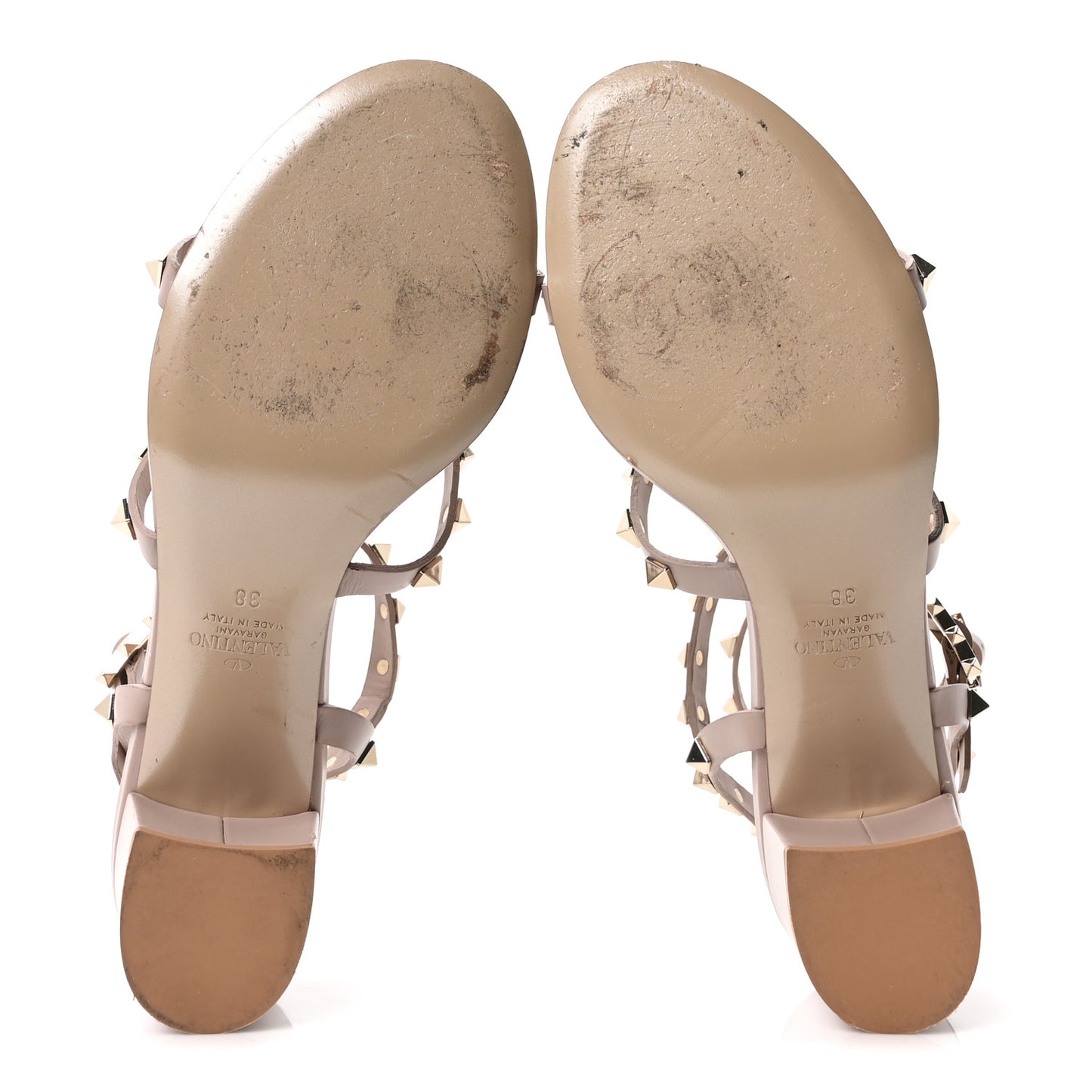 Calfskin Rockstud 60mm City Sandals 38 Poudre