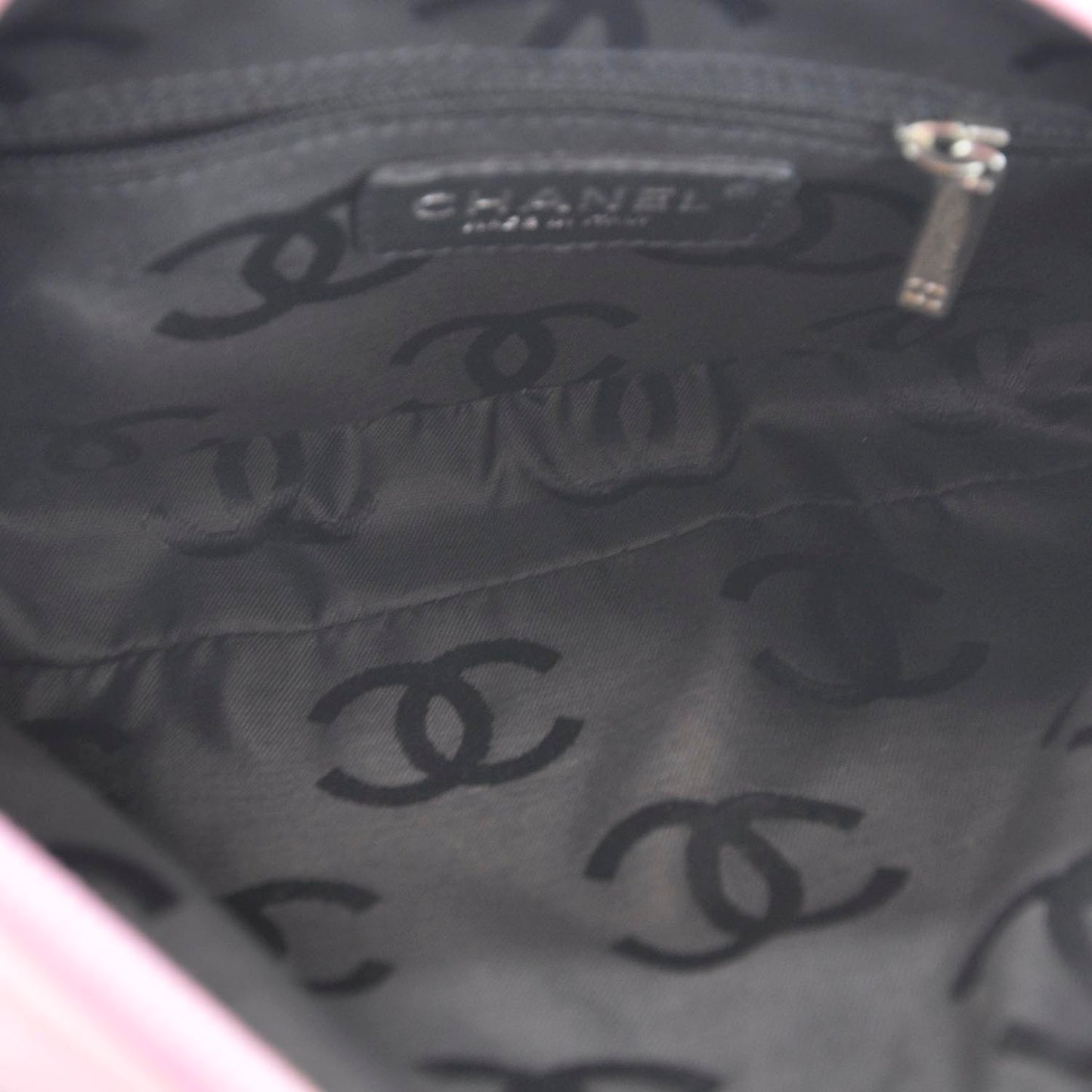 Calfskin Quilted Cambon Pochette Pink Black