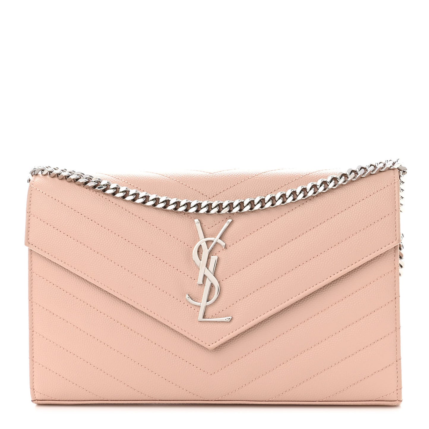 Grain De Poudre Matelasse Chevron Cassandre Chain Wallet Pale Pink