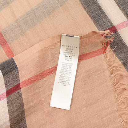 Burberry Wool Silk House Check Lightweight Scarf Camel 4 of 5