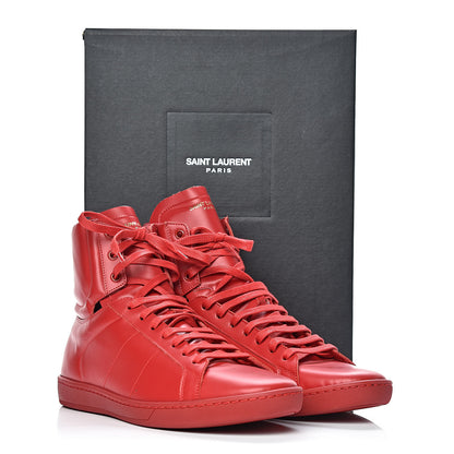 Saint Laurent Calfskin Mens Court Classic SL/01H High Top Sneakers 44 New Red 13 of 13