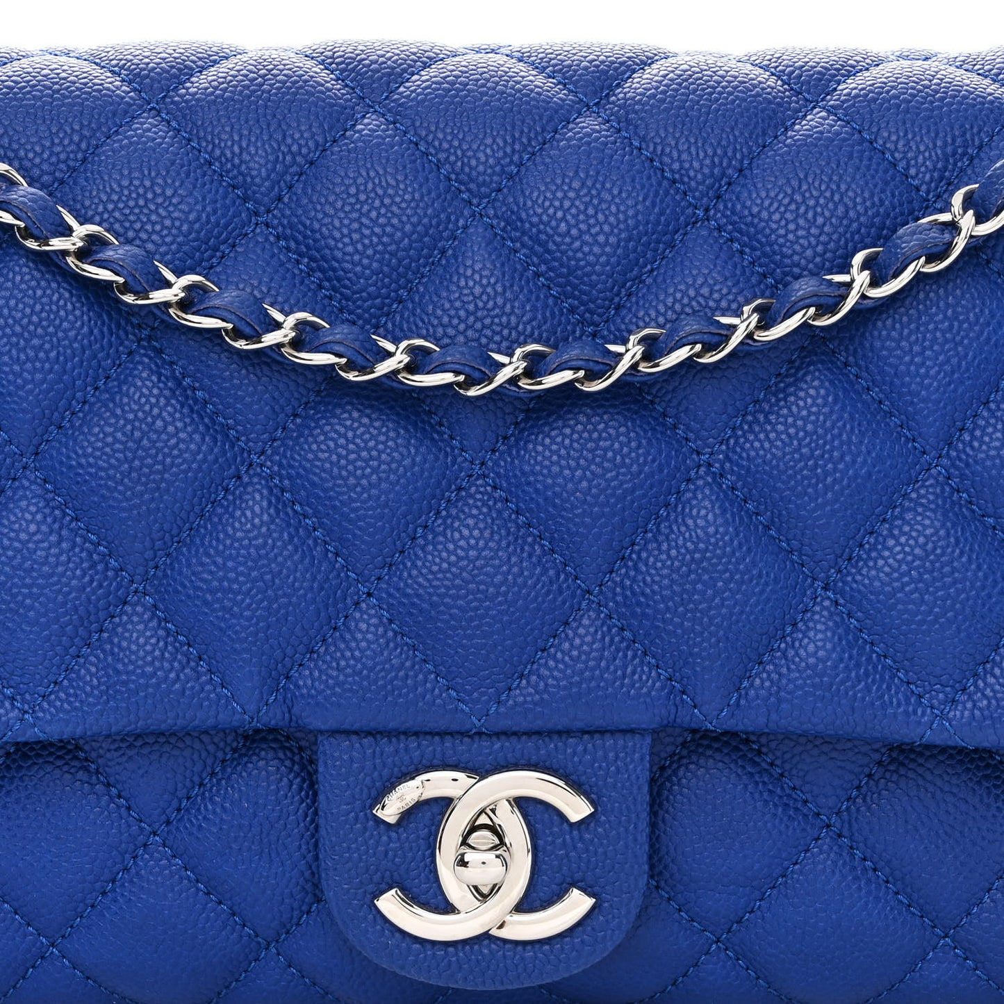 Caviar Quilted Jumbo Easy Flap Blue