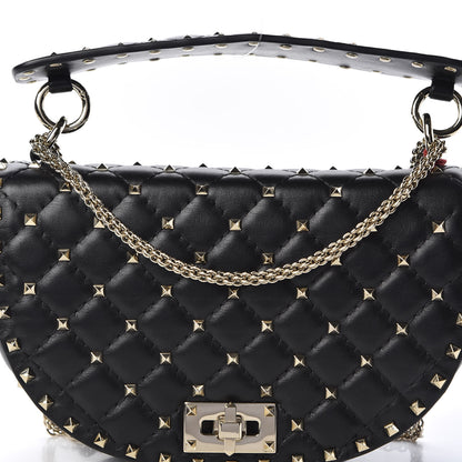 Valentino Garavani Nappa Medium Rockstud Spike Halfmoon Saddle Bag Black 10 of 10