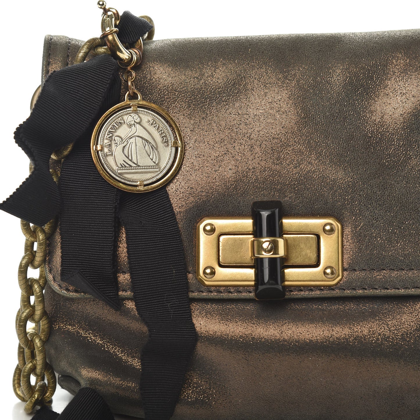 Metallic Lambskin Mini Happy Pop Crossbody Bronze