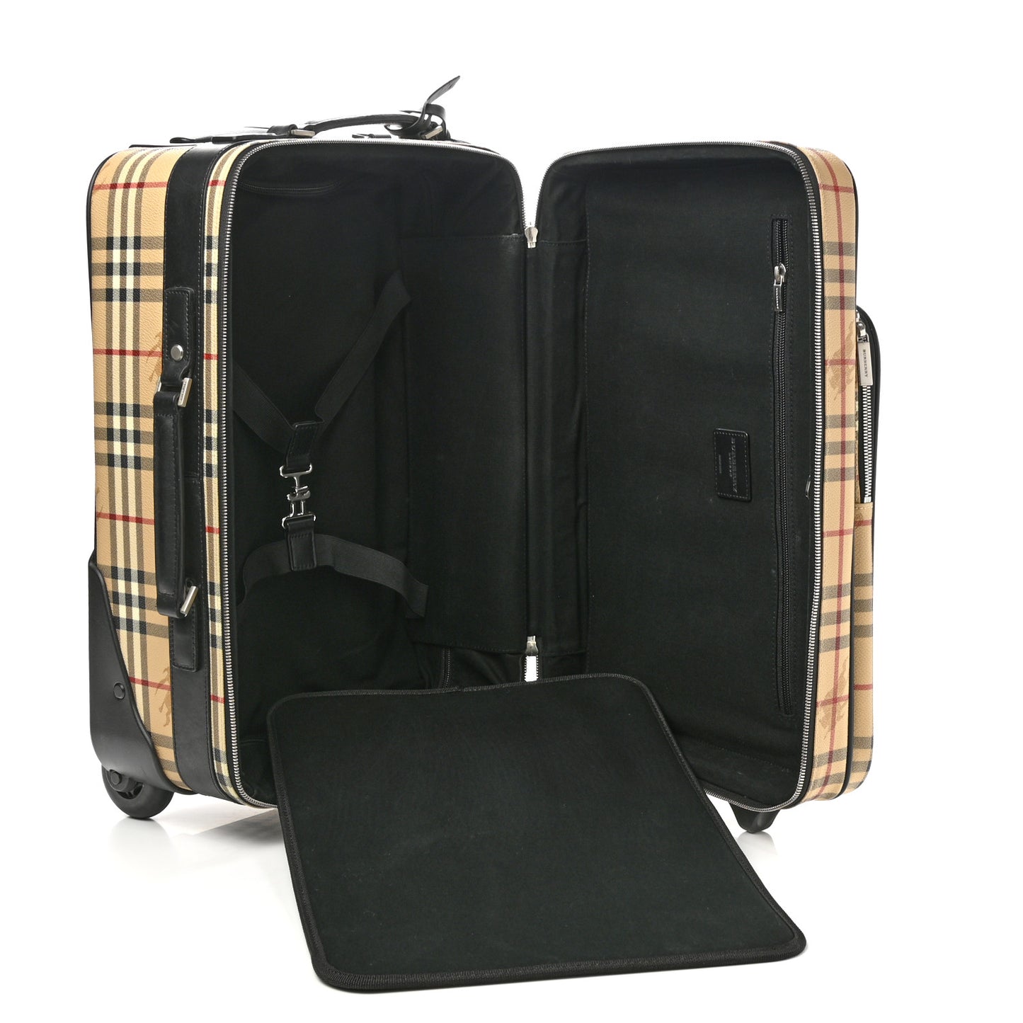 Coated Canvas Haymarket Check Carry-On Suitcase Black
