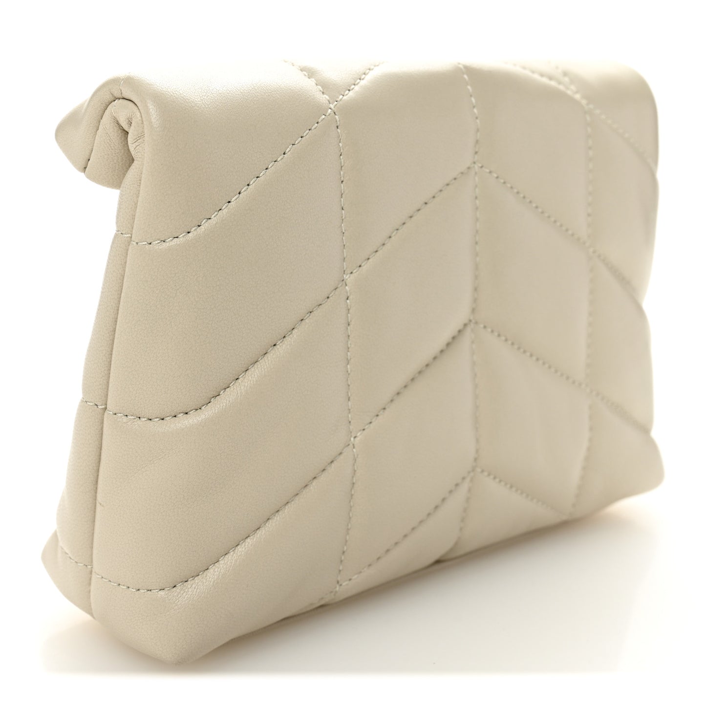 Lambskin Monogram Loulou Puffer Pouch Clutch Crema Soft