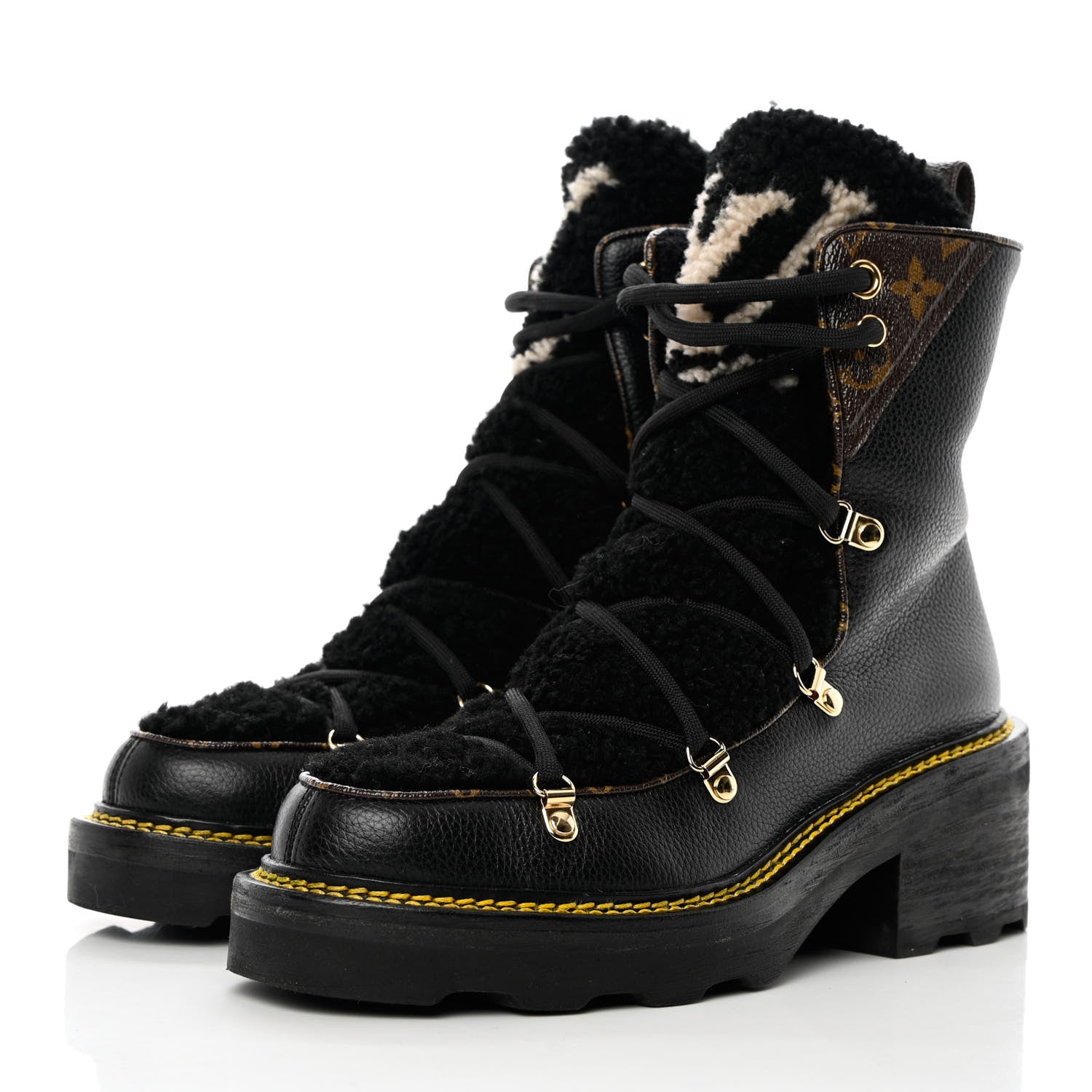 Louis Vuitton Grained Calfskin Shearling LV Beaubourg Ankle Boots 39 Black 6 of 16