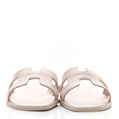 Hermes Box Calfskin Oran Sandals 36.5 Rose Pale 2 of 9
