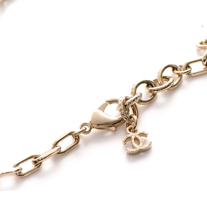 Chanel Crystal Chain Short Logo Necklace Gold 4 of 4
