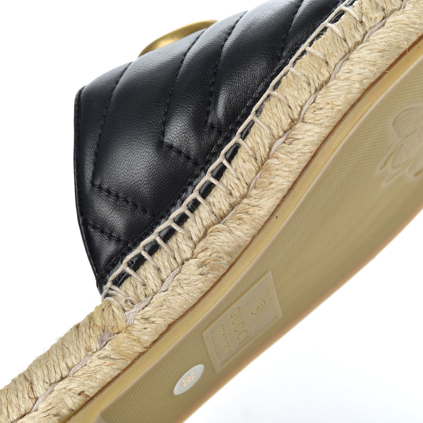 Nappa Matelasse GG Marmont Espadrille Slippers 36 Black