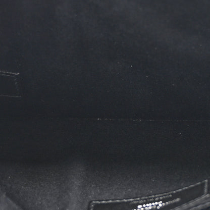 Saint Laurent Calfskin Crocodile Embossed Uptown Monogram Pouch Black 5 of 8