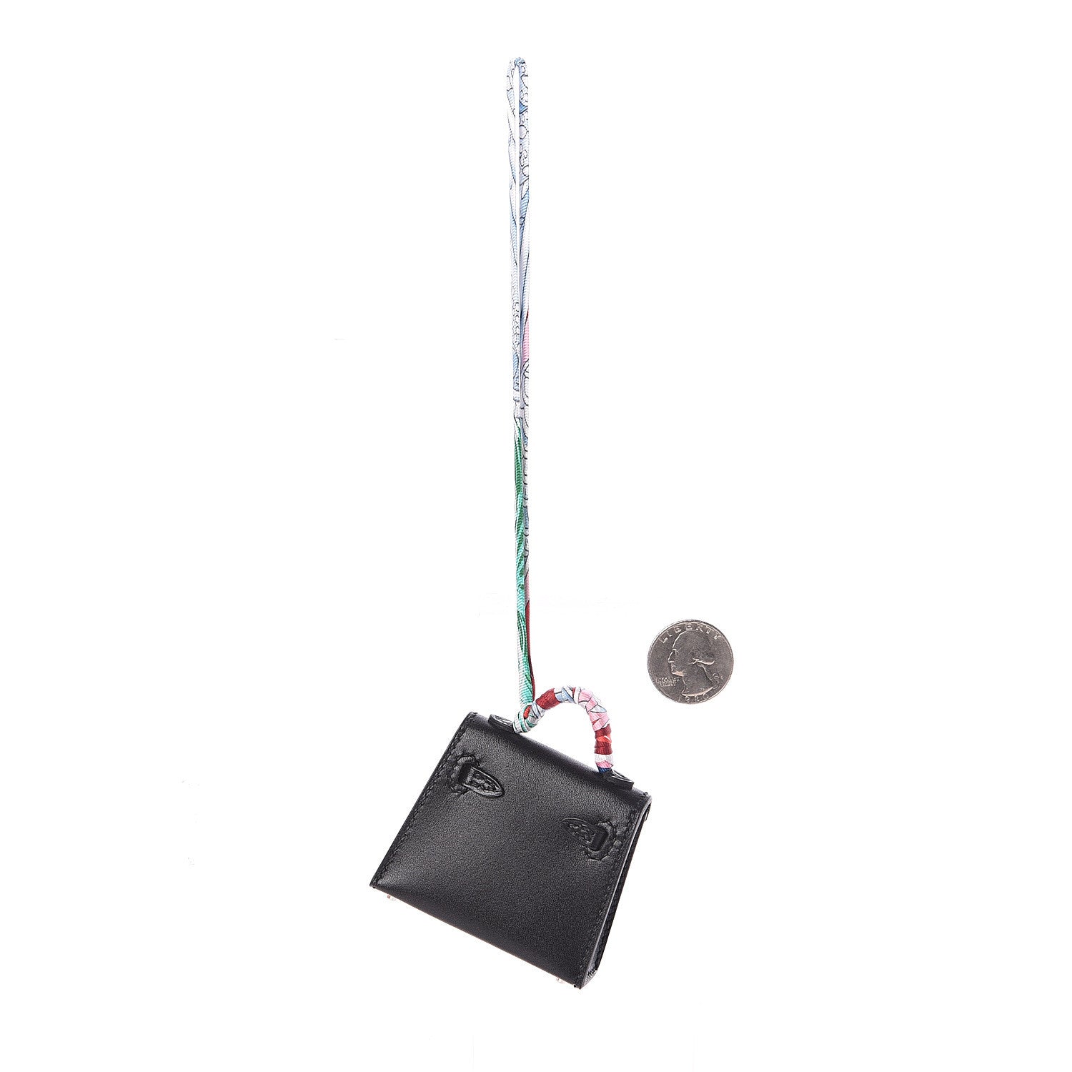 Hermes Tadelakt Mini Kelly Twilly Bag Charm Black 2 of 2