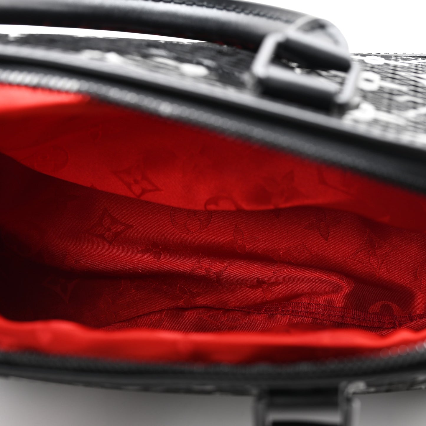 Patent Calfskin Laced Monogram Alma PM Black