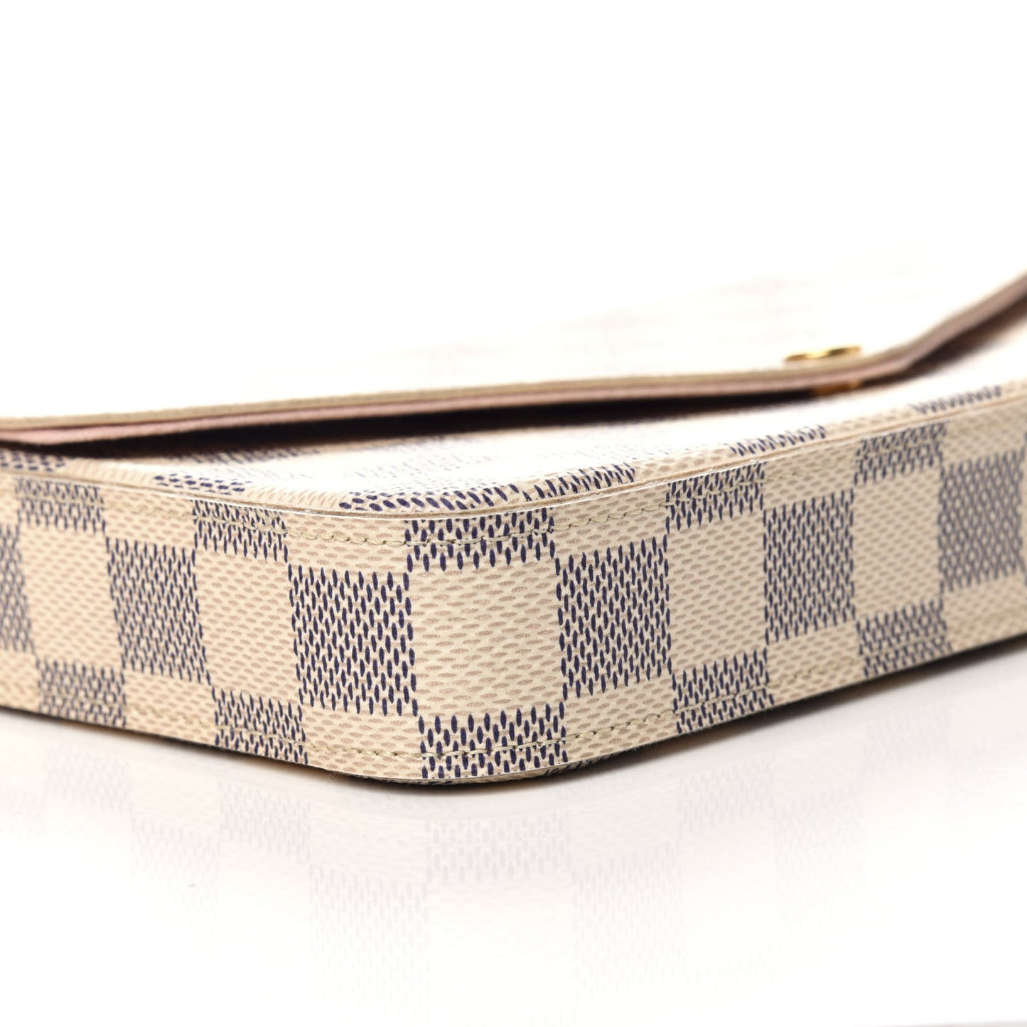 Damier Azur Pochette Felicie Chain Wallet Rose Ballerine