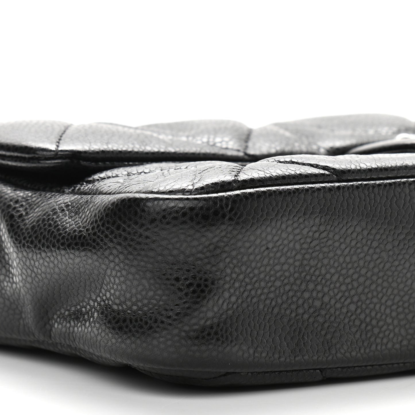 Glazed Caviar Quilted Small Nature Flap Bag Black