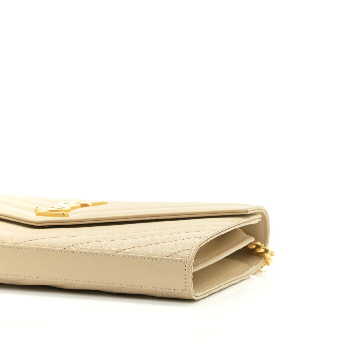 Grain De Poudre Matelasse Chevron Monogram Chain Wallet Nude Powder