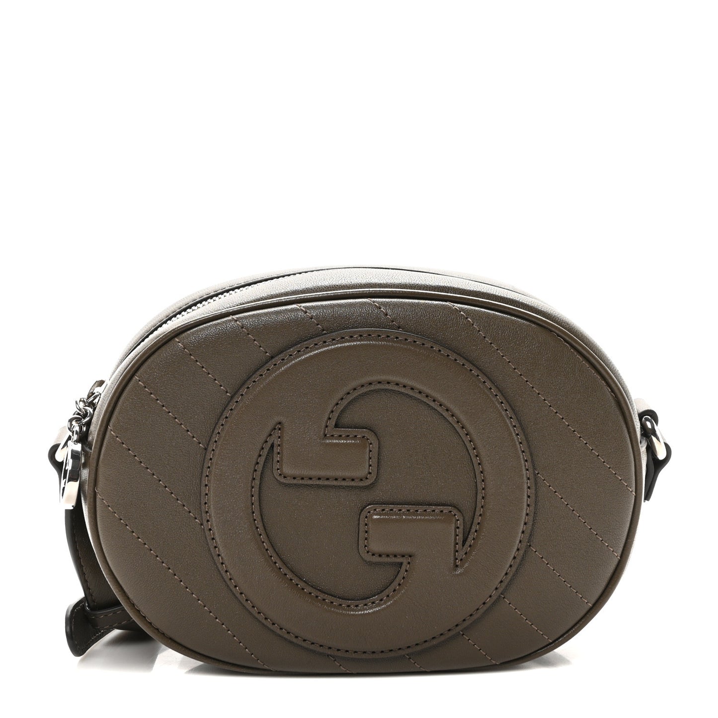 Sakai Be Green Calfskin Diagonal Stitched Mini Blondie Shoulder Bag Craclet Brown