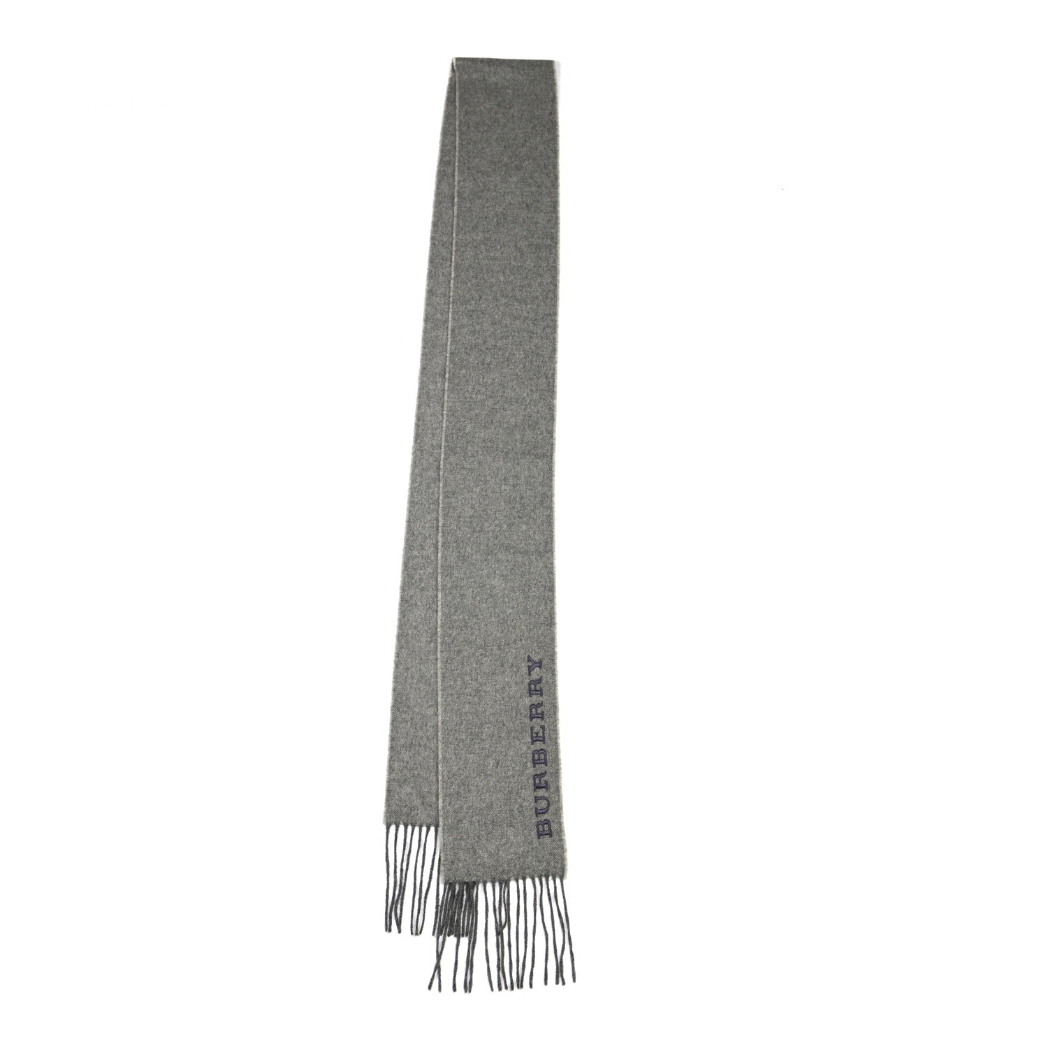 Burberry Cashmere Fringe Logo Scarf Grey 2 of 5