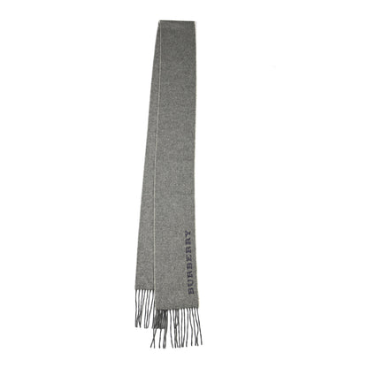 Burberry Cashmere Fringe Logo Scarf Grey 2 of 5