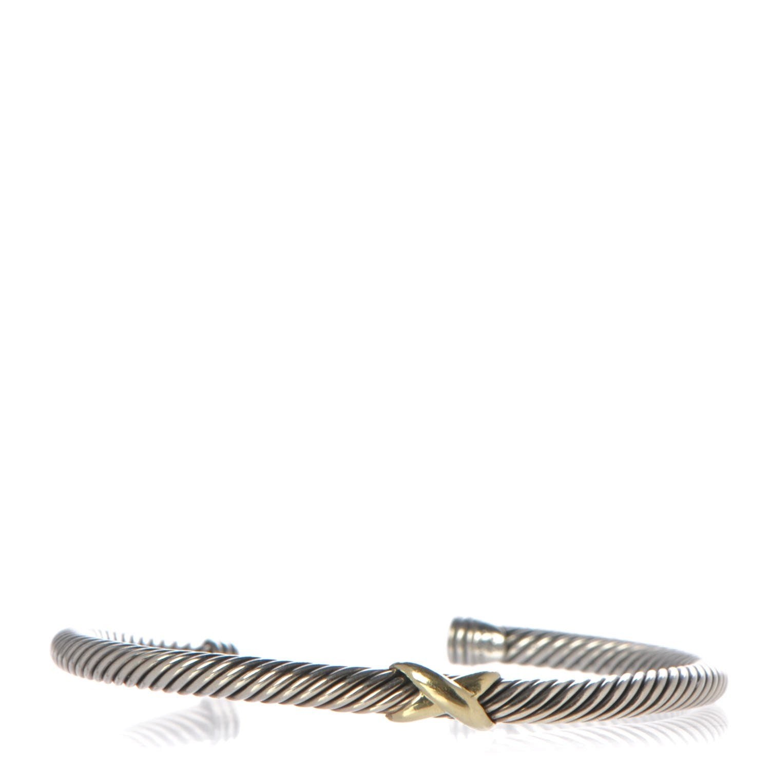 David Yurman Sterling Silver 18K Yellow Gold 4mm X Station Cable Bracelet 1 of 5