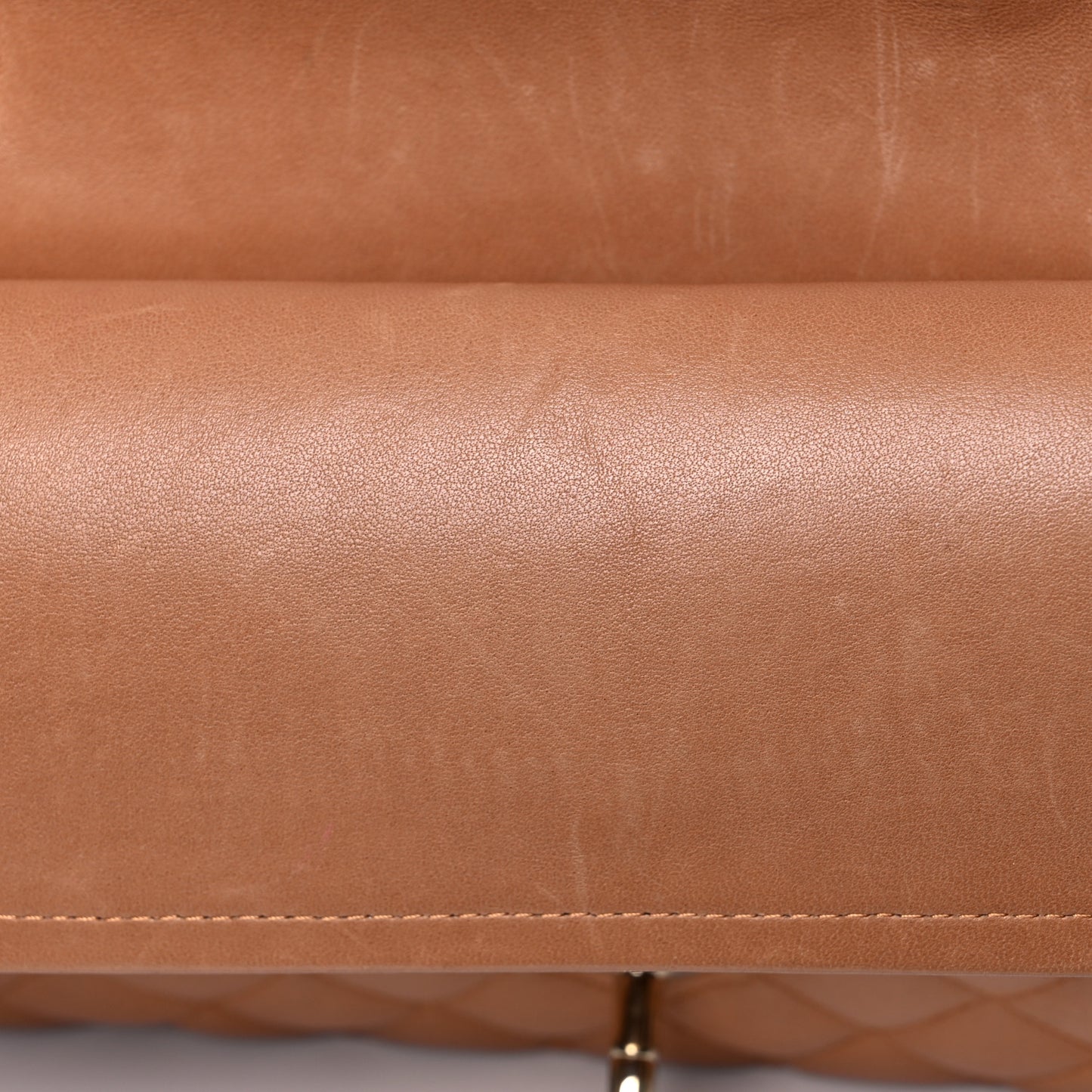 Lambskin Quilted Medium Double Flap Brown