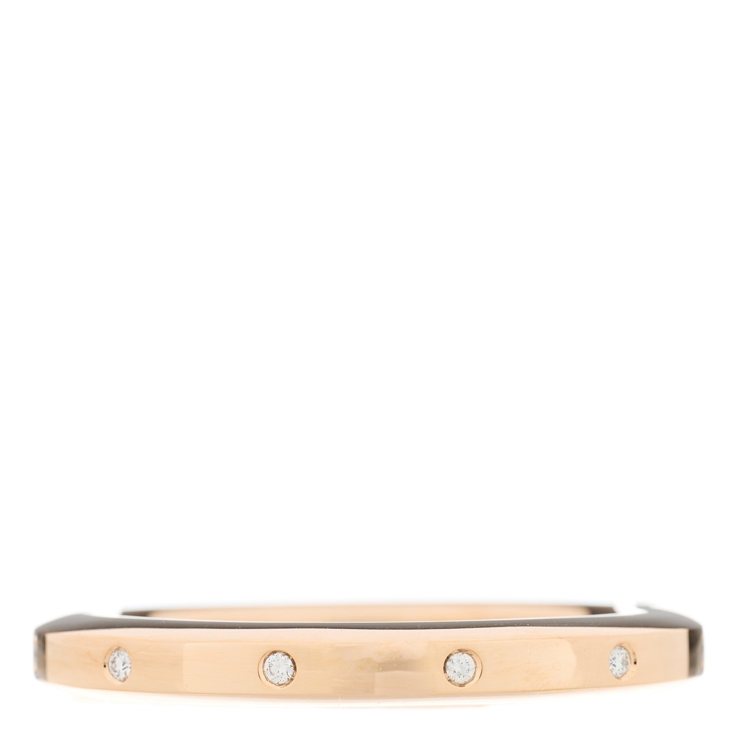 Tiffany 18K Rose Gold Diamond Tiffany Lock Bangle Bracelet 4 of 6